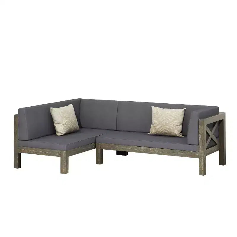 Christopher Knight Home Brava Outdoor Contemporary Acacia Sectional Sofa Gray Finish