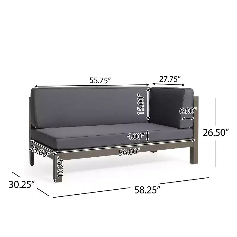 Canapé d'angle contemporain en acacia gris pour l'extérieur