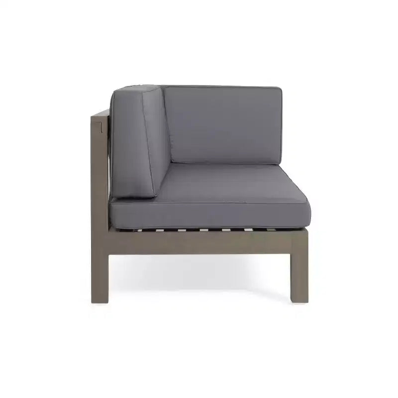 Canapé d'angle contemporain en acacia gris pour l'extérieur
