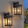 Lot de 2 lanternes murales extérieures en bronze huilé avec verre à effet ondulation