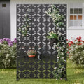 Brise-vue métallique d'extérieur pour jardin, motif carré, noir