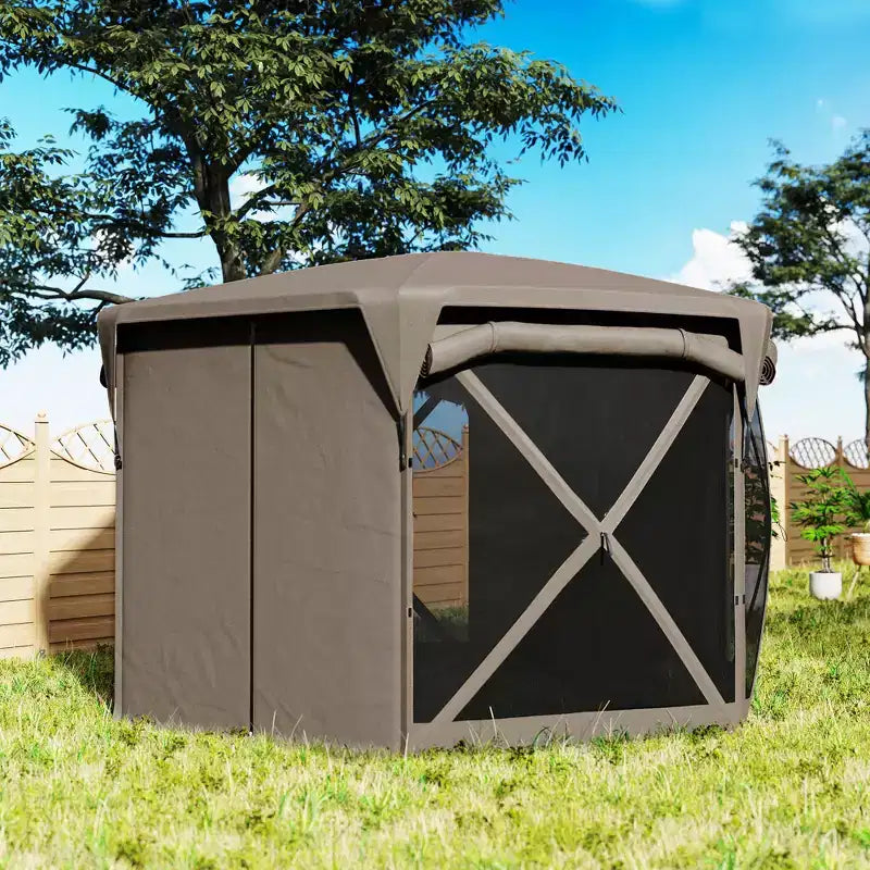 Tente moustiquaire escamotable avec toit amovible, 4 panneaux latéraux enroulables