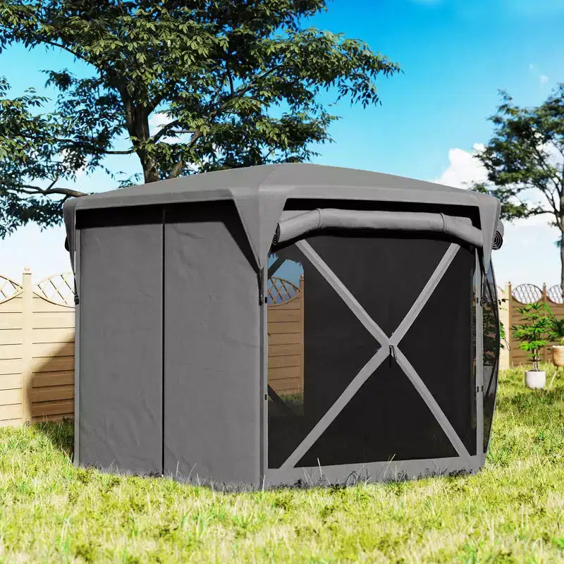 Tente moustiquaire escamotable avec toit amovible, 4 panneaux latéraux enroulables