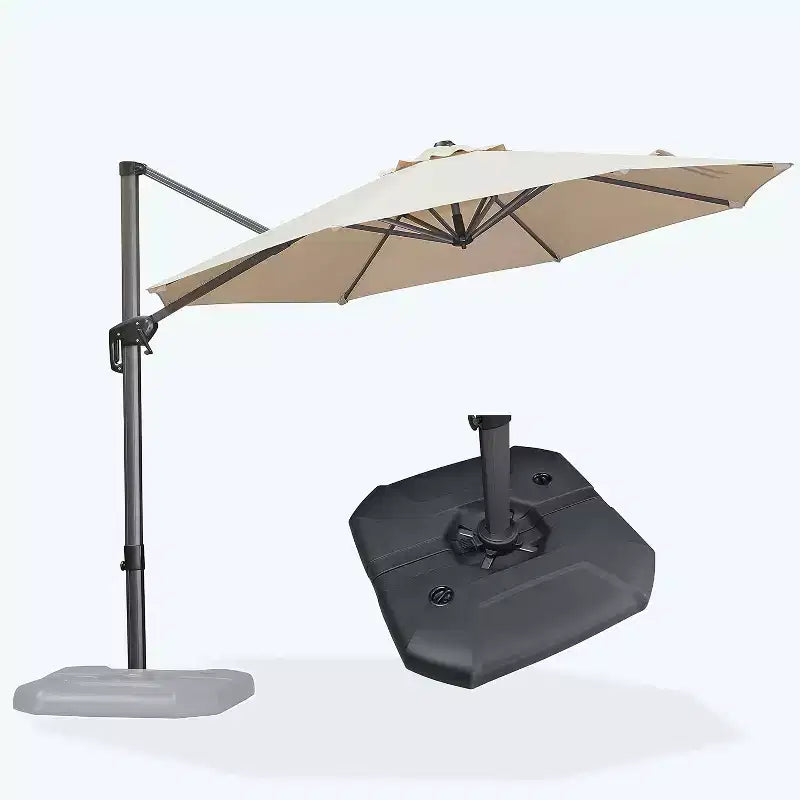 Parasol déporté rond pour terrasse avec rotation à 360° réglable
