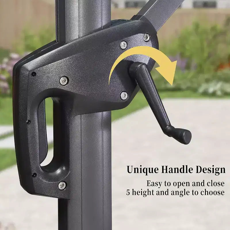 Parasol déporté rond pour terrasse avec rotation à 360° réglable