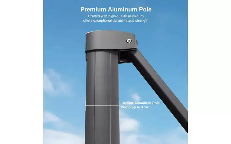 Parasol déporté rond pour terrasse avec rotation à 360° réglable