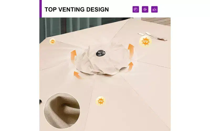 Parasol déporté rond pour terrasse avec rotation à 360° réglable