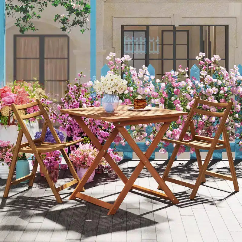 Table à manger de terrasse avec plateau effet teck 2 trous pour parasol