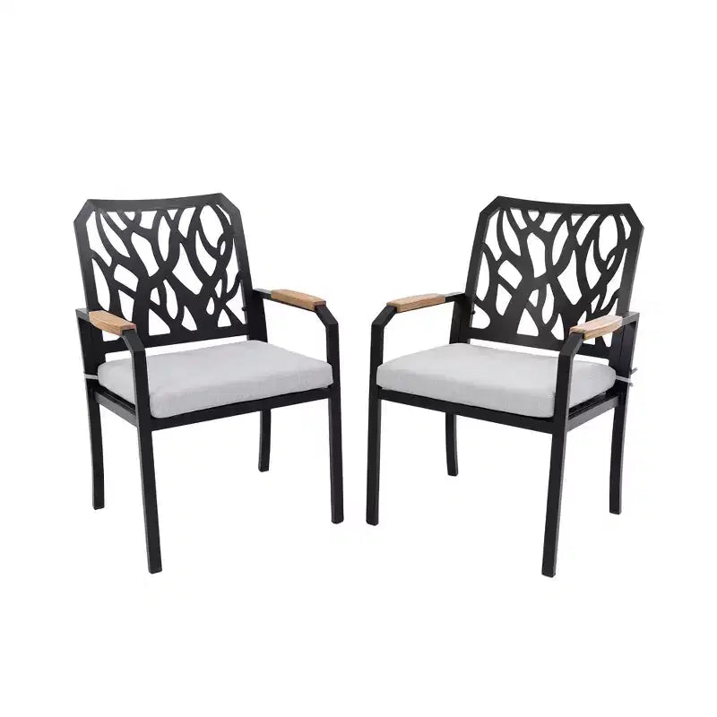 Chaises de salle à manger de patio en aluminium avec coussins