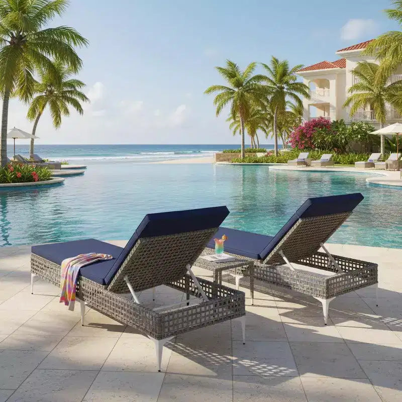 Chaise longue inclinable de patio avec dossier et coussin amovible