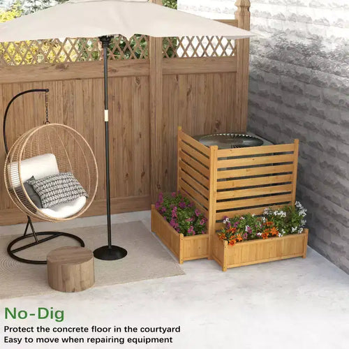 Clôture pour climatiseur, brise-vue extérieur en bois avec jardinière