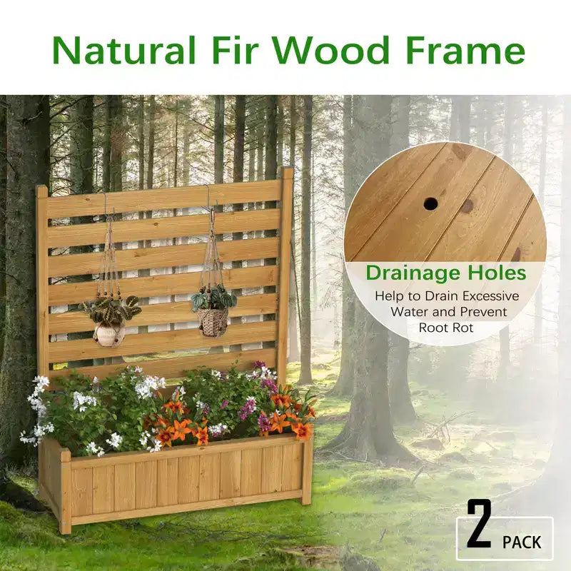 Clôture pour climatiseur, brise-vue extérieur en bois avec jardinière