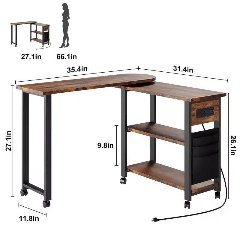 Table d'appoint pivotante avec roulettes blocables