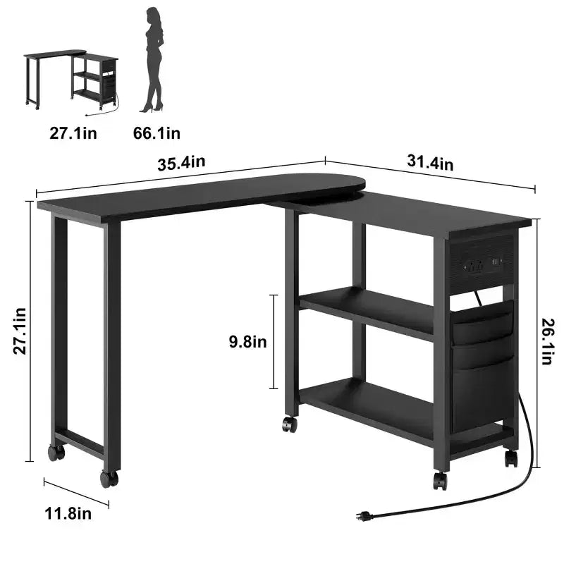 Table d'appoint pivotante avec roulettes blocables