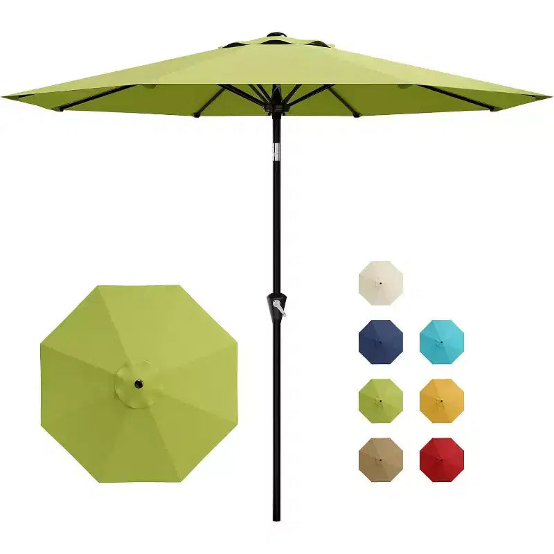Parasol rond, rotation à 360°, manivelle 8 baleines, protection UV, imperméable