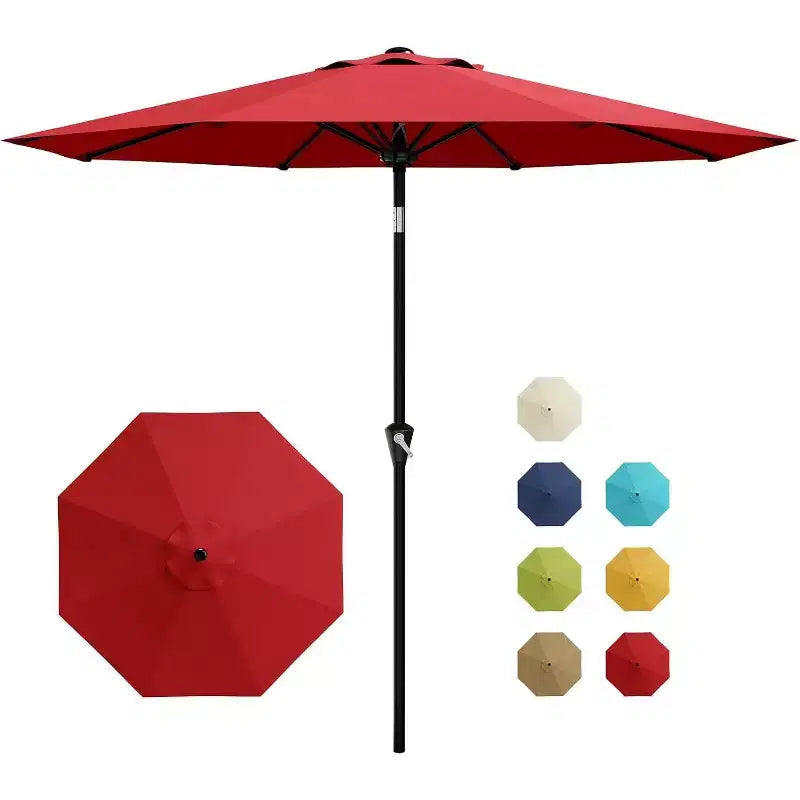 Parasol rond, rotation à 360°, manivelle 8 baleines, protection UV, imperméable
