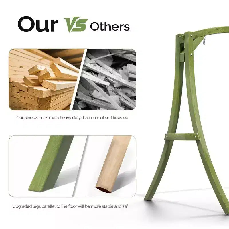 Support pour balancelle de patio en bois vert 3 places