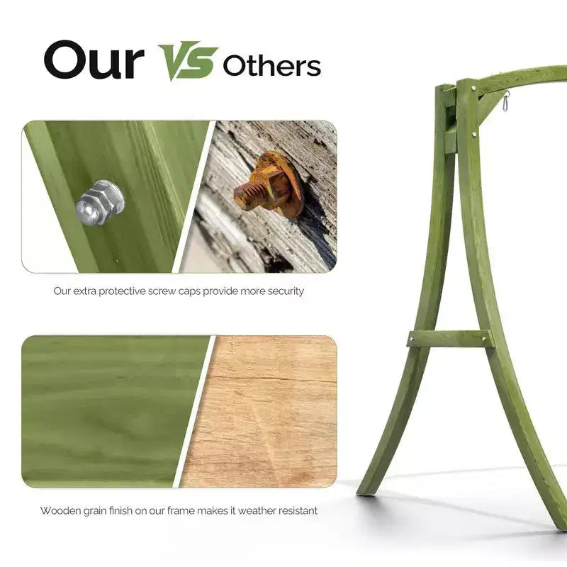 Support pour balancelle de patio en bois vert 3 places