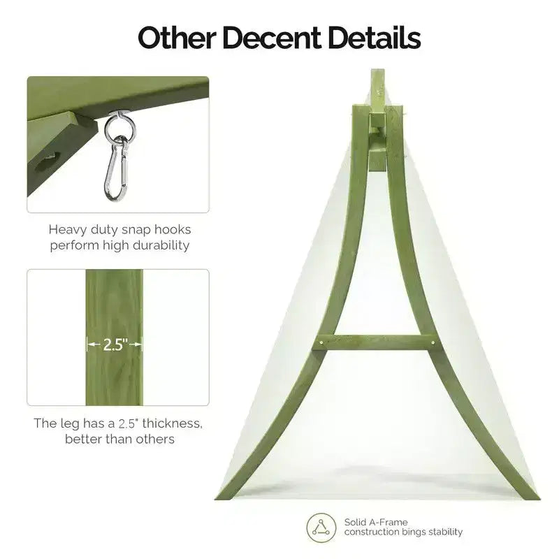 Support pour balancelle de patio en bois vert 3 places
