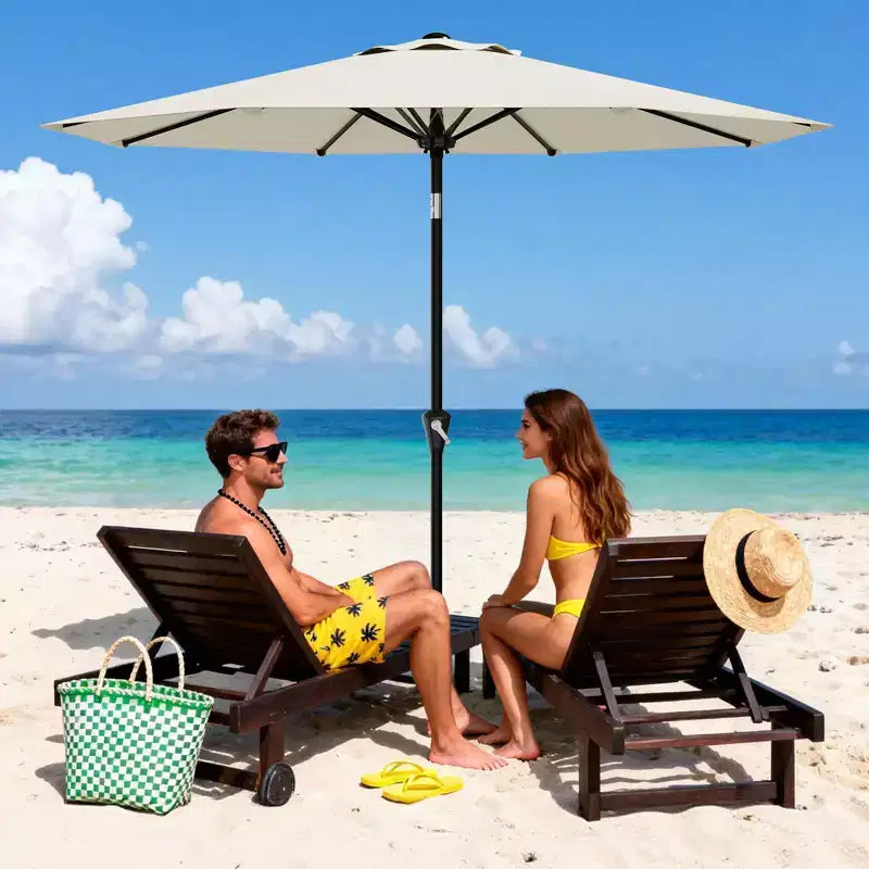 Parasol de terrasse avec protection UV 50+ et auvent inclinable à bouton-poussoir