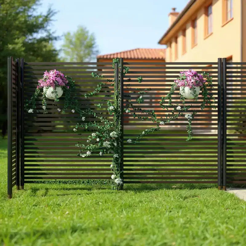 Clôture de confidentialité à 2 panneaux, clôture de jardin décorative en métal avec animaux
