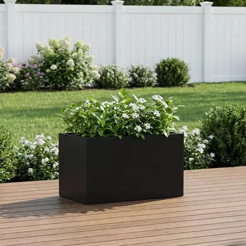 Jardinière rectangulaire en métal de style moderne, résistante aux intempéries, robuste et durable