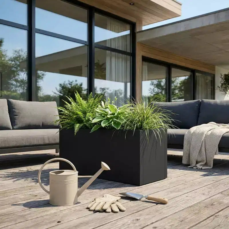 Jardinière rectangulaire en métal de style moderne, résistante aux intempéries, robuste et durable