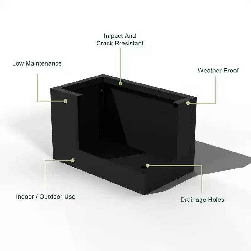 Jardinière rectangulaire en métal de style moderne, résistante aux intempéries, robuste et durable