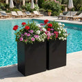 2 pièces jardinières carrées en métal, bacs à fleurs cubiques, jardinières à grands trous