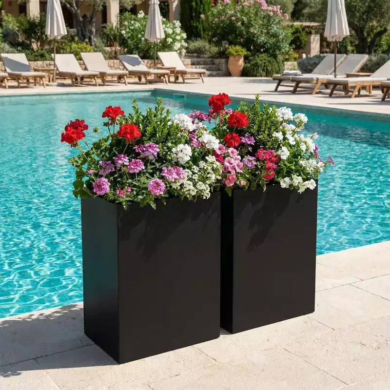 2 pièces jardinières carrées en métal, bacs à fleurs cubiques, jardinières à grands trous