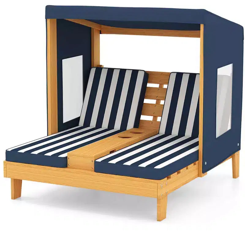 Chaise double pour enfants avec porte-gobelets et auvent