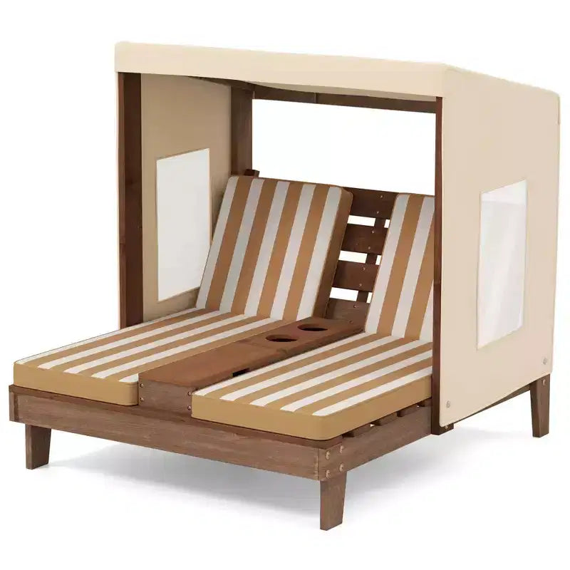 Chaise double pour enfants avec porte-gobelets et auvent