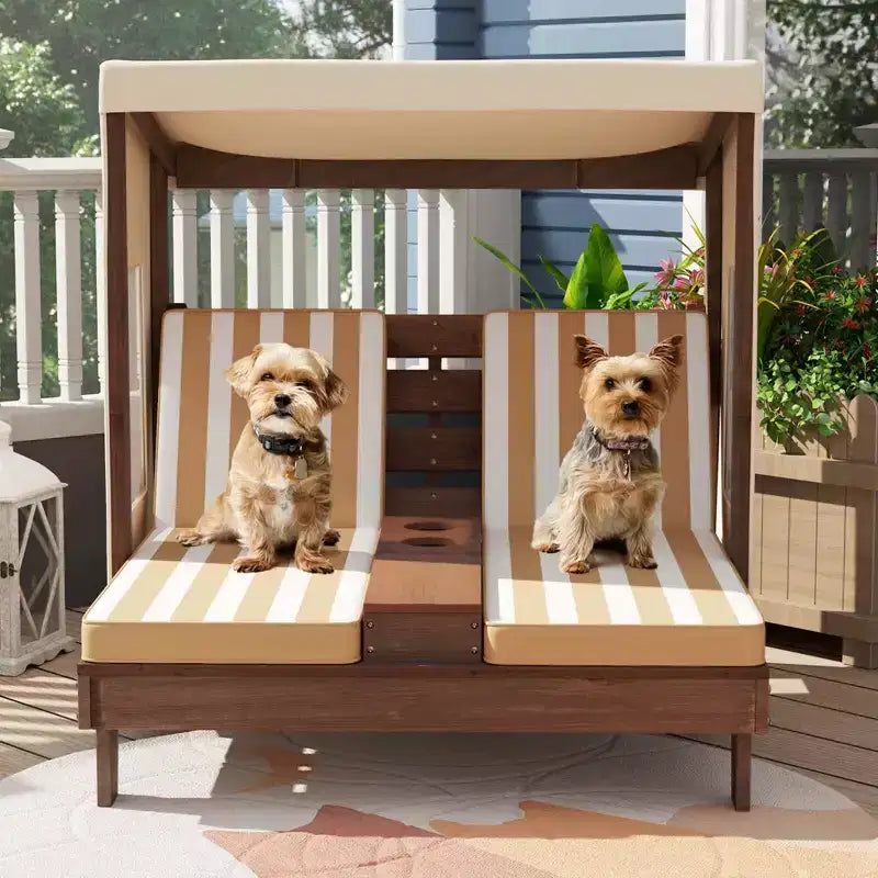 Chaise double pour enfants avec porte-gobelets et auvent