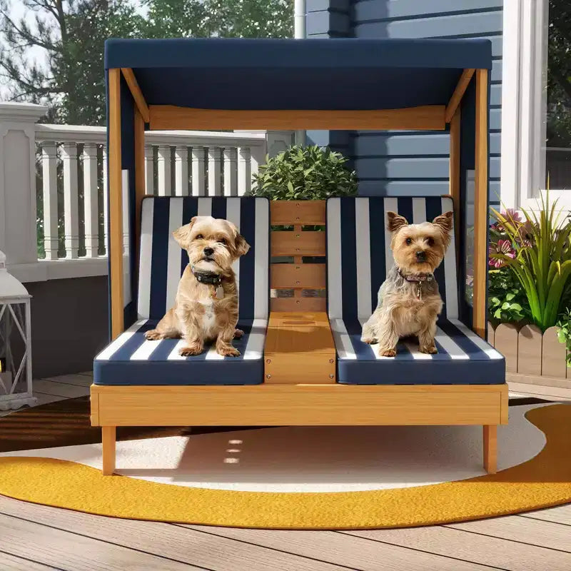 Chaise double pour enfants avec porte-gobelets et auvent