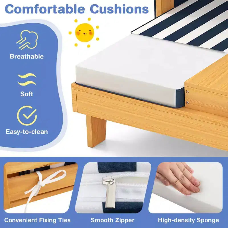 Chaise double pour enfants avec porte-gobelets et auvent