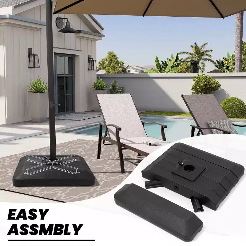 Parasol déporté inclinable à 2 niveaux, carré, pour patio, rotation à 360°